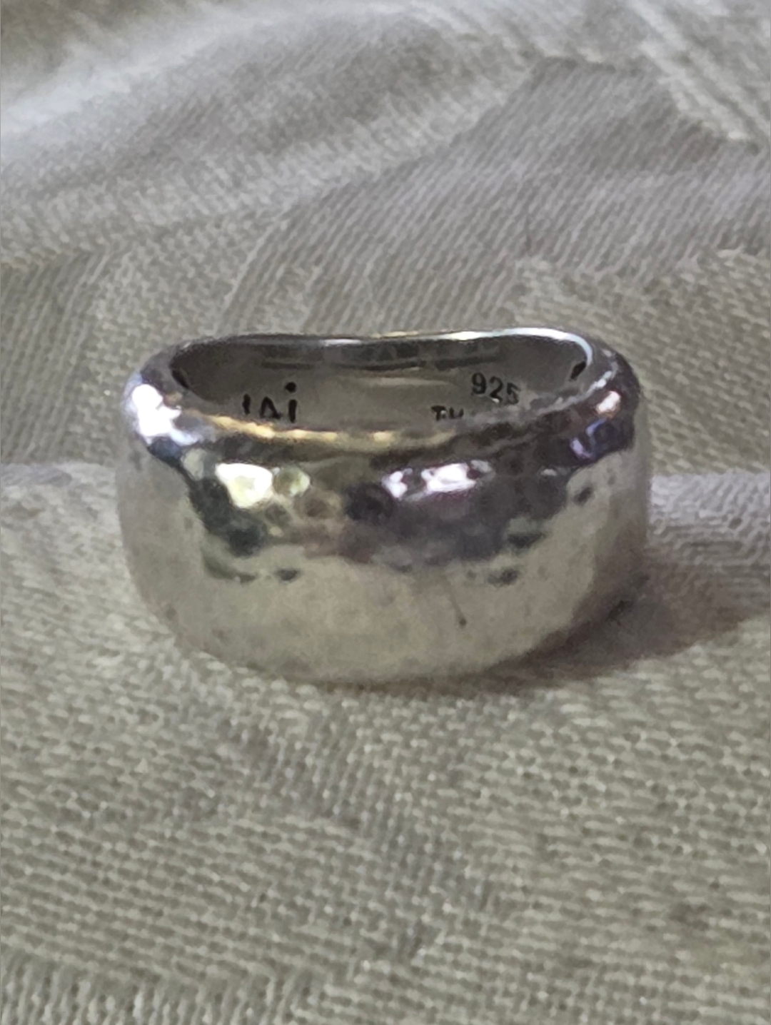 John Hardy Jai Hammered Band Ring, Ss, Size 5